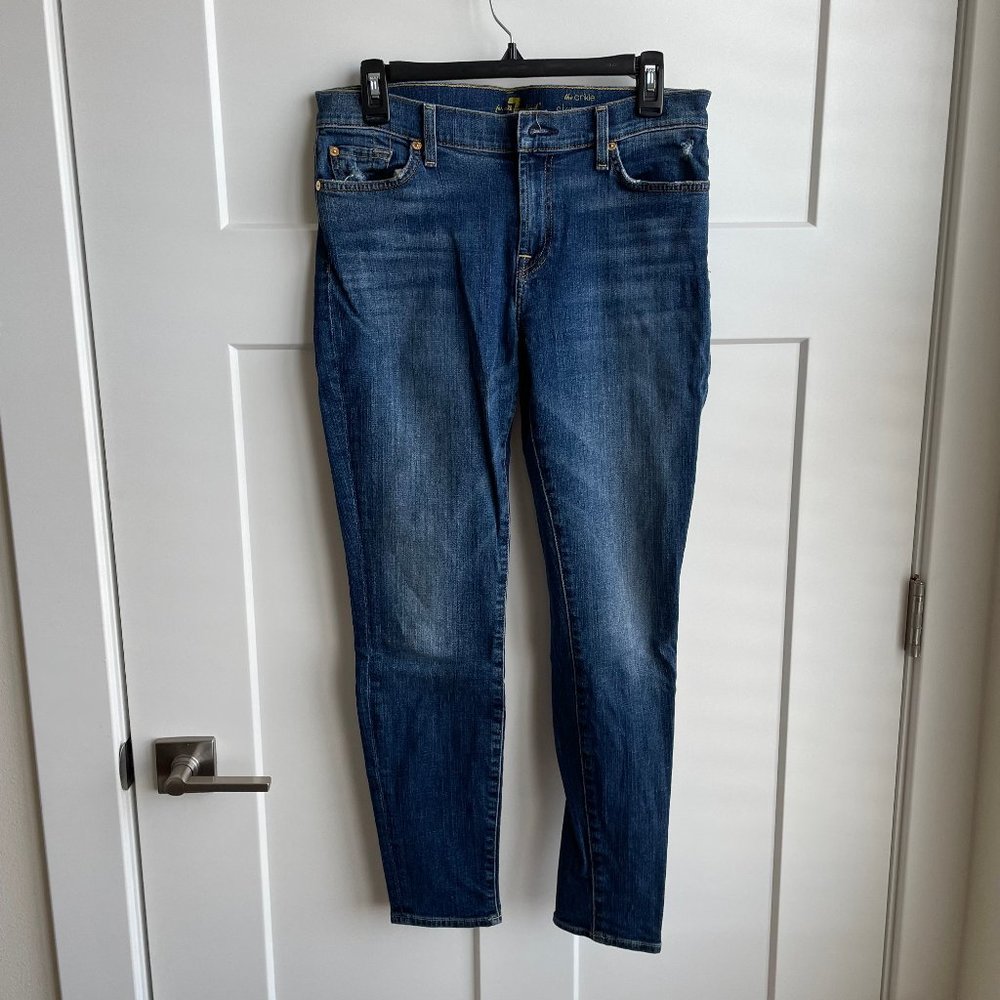 7 For All Mankind - The Ankle Skinny Denim Blue Jeans - Women's 28